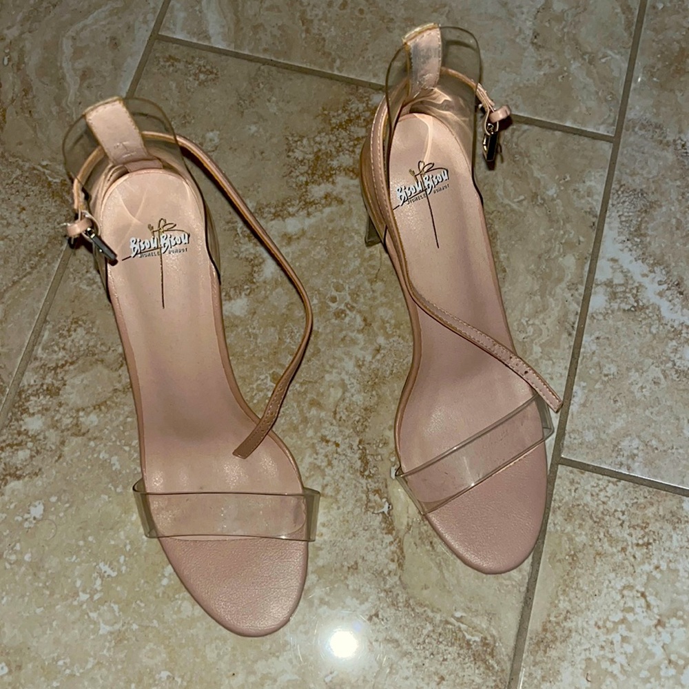 Clear and beige heels very cute!!